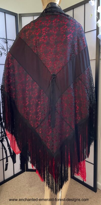 Black Lace Stevie Nicks Style Fringe Shawl Wrap