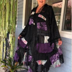 Black & Dusty Purple Patchwork Bohemian Skirt & Top