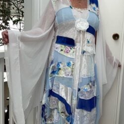 Blue and White Fairytale Patchwork Bohemian Gypsy Skirt and Top - Beach Wedding