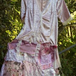 Boho Gypsy Shabby Chic Pink Velvet Bohemian Short Dress