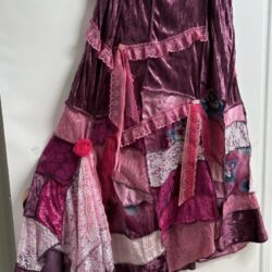 Dusty Pink Velvet Hippie Gypsy Boho Long Skirt