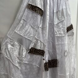White Lace & Leopard Print Bohemian Skirt